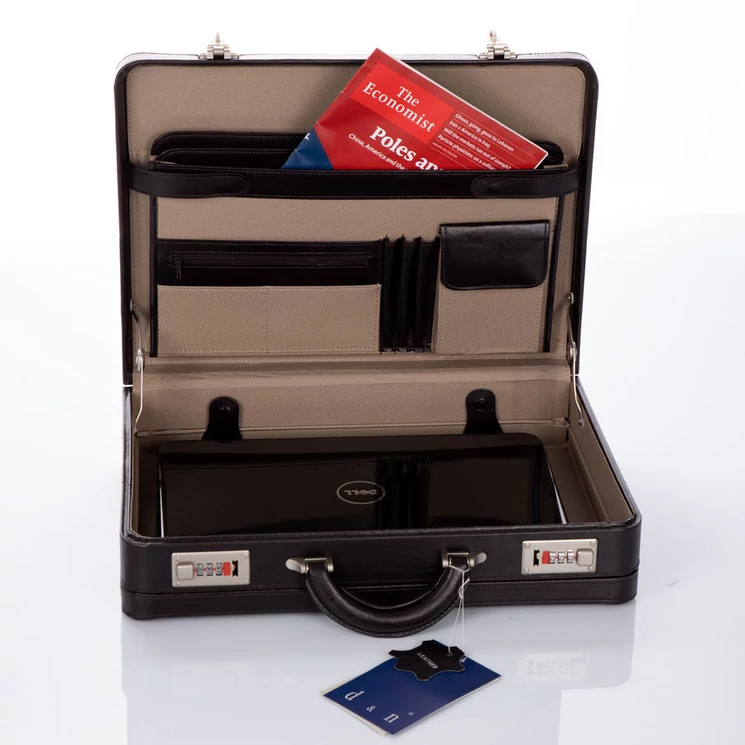 Elite E-DN-2663 bőr diplomatatáska sötétbarna színben bővíthető