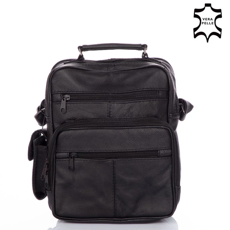 Valódi bőr férfi oldaltáska fekete színben HSC-84 Black