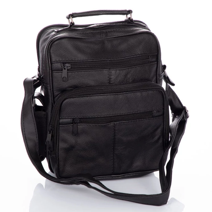 Valódi bőr férfi oldaltáska fekete színben HSC-84 Black