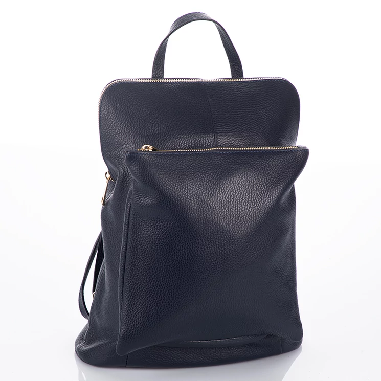 Valódi bőr női hátizsák 3 funkciós sötétkék színben