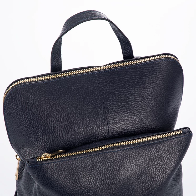 Valódi bőr női hátizsák 3 funkciós sötétkék színben