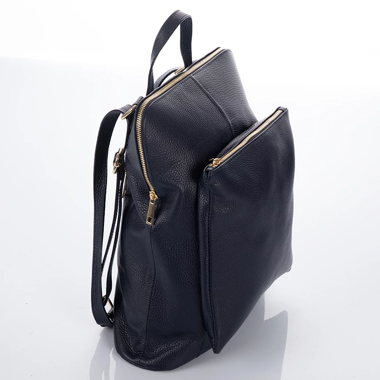 Valódi bőr női hátizsák 3 funkciós sötétkék színben