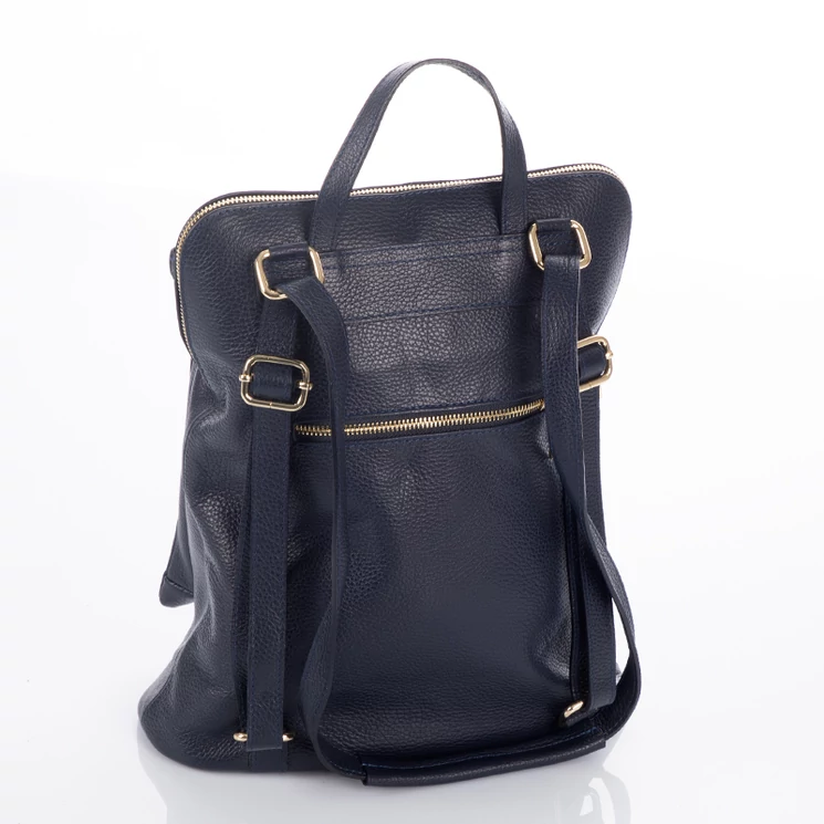 Valódi bőr női hátizsák 3 funkciós sötétkék színben