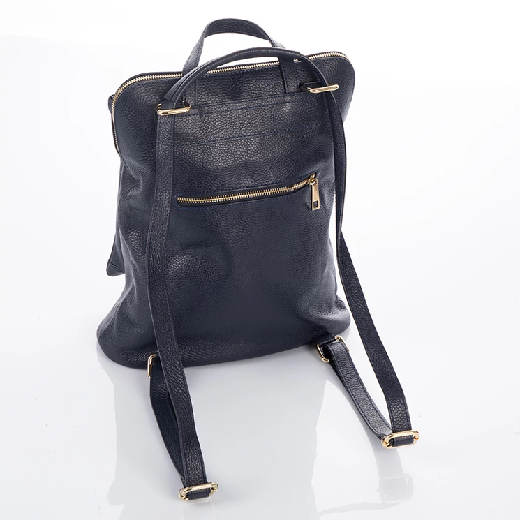 Valódi bőr női hátizsák 3 funkciós sötétkék színben