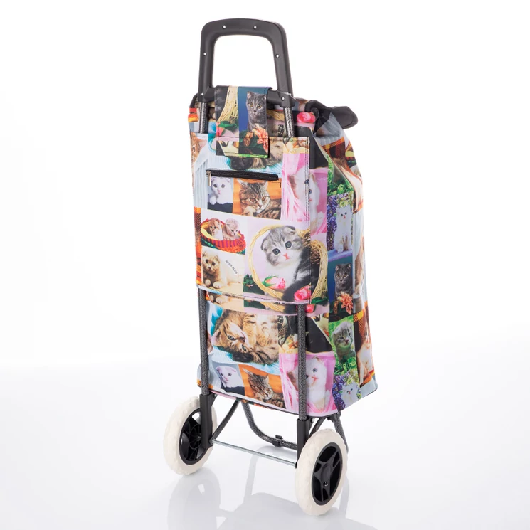 Amica Moda gurulós bevásárlókocsi cicás mintával