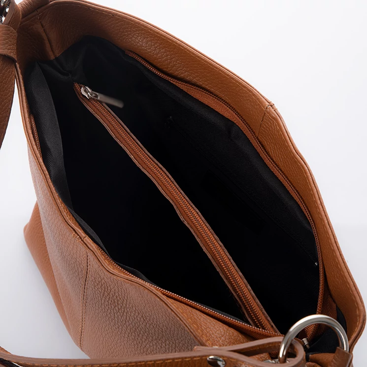 Valódi bőr női táska világosbarna színben