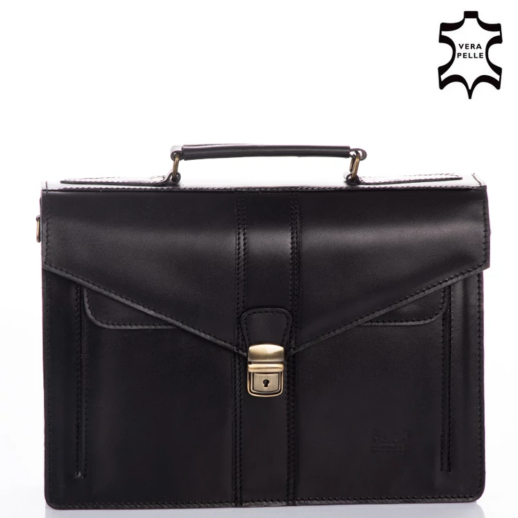 Valódi bőr 2 részes fekete aktatáska IK-050 Black