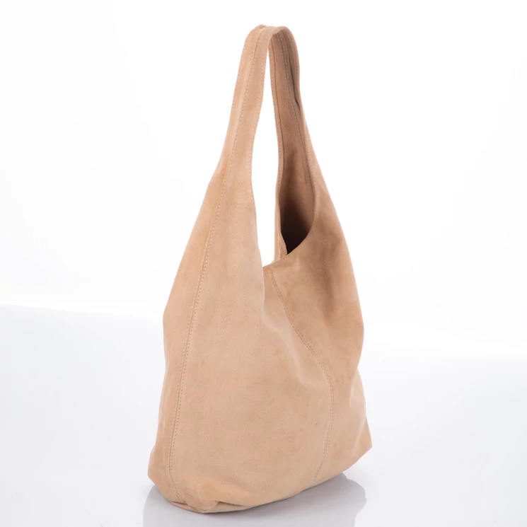 Valódi velúrbőr női táska nude színben