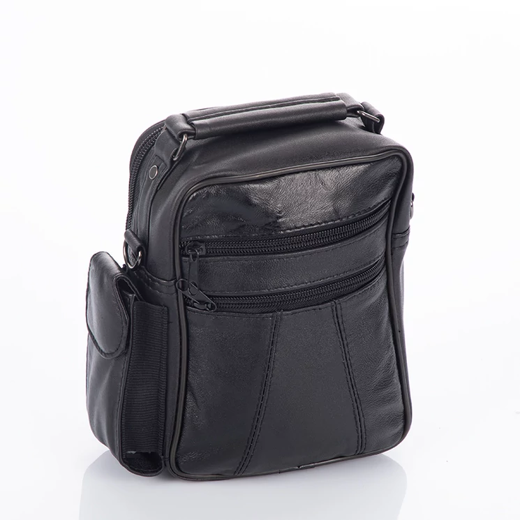 Valódi bőr férfi oldaltáska fekete színben GP-2P Black