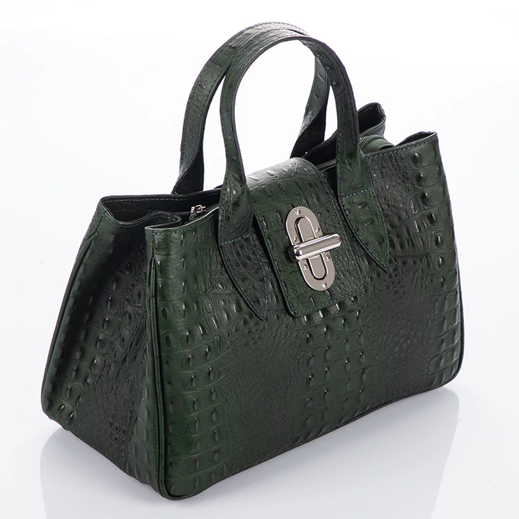 Valódi bőr női táska zöld színben