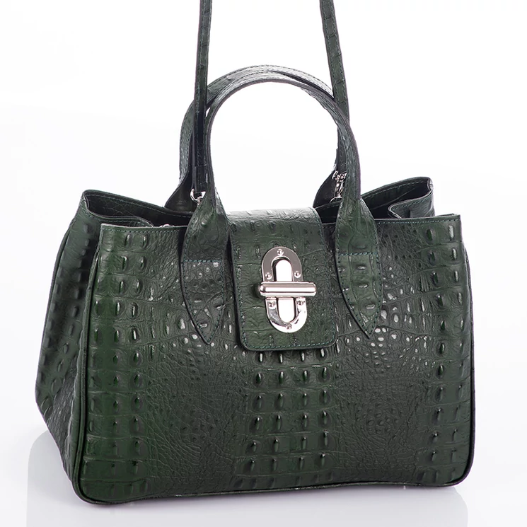 Valódi bőr női táska zöld színben