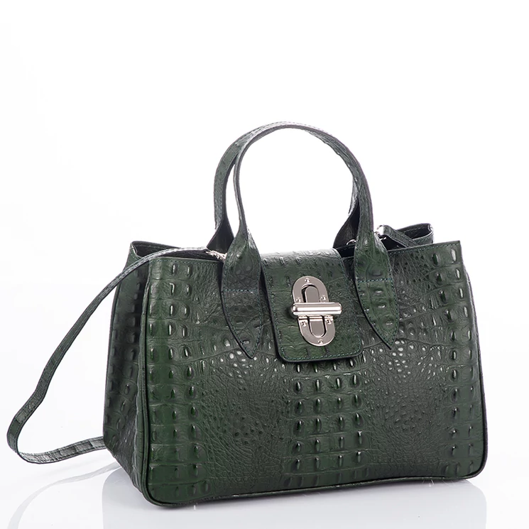 Valódi bőr női táska zöld színben