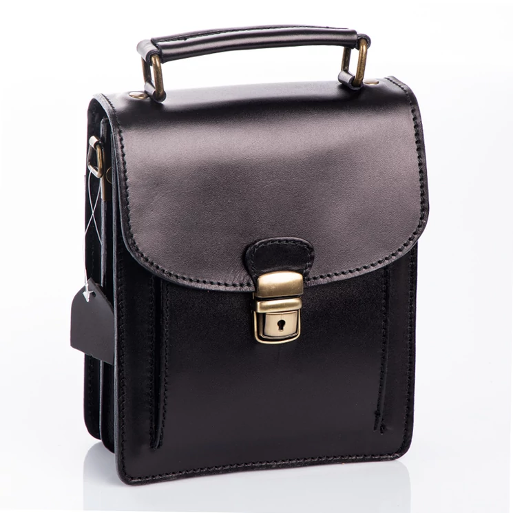 TASSO Valódi bőr férfi válltáska fekete színben