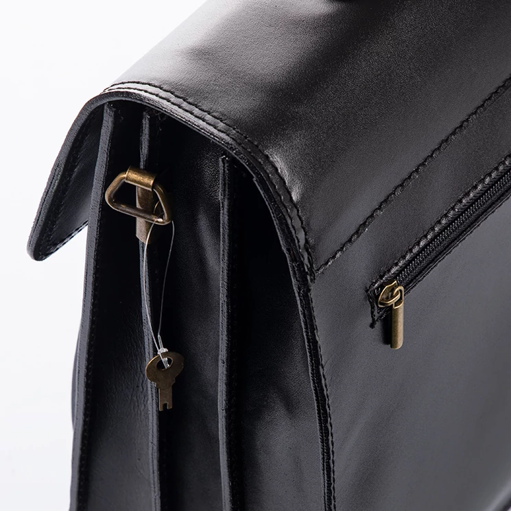 TASSO Valódi bőr aktatáska 3 részes sötétbarna színben