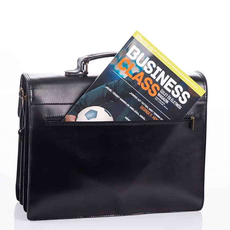 TASSO Valódi bőr aktatáska 3 részes sötétbarna színben