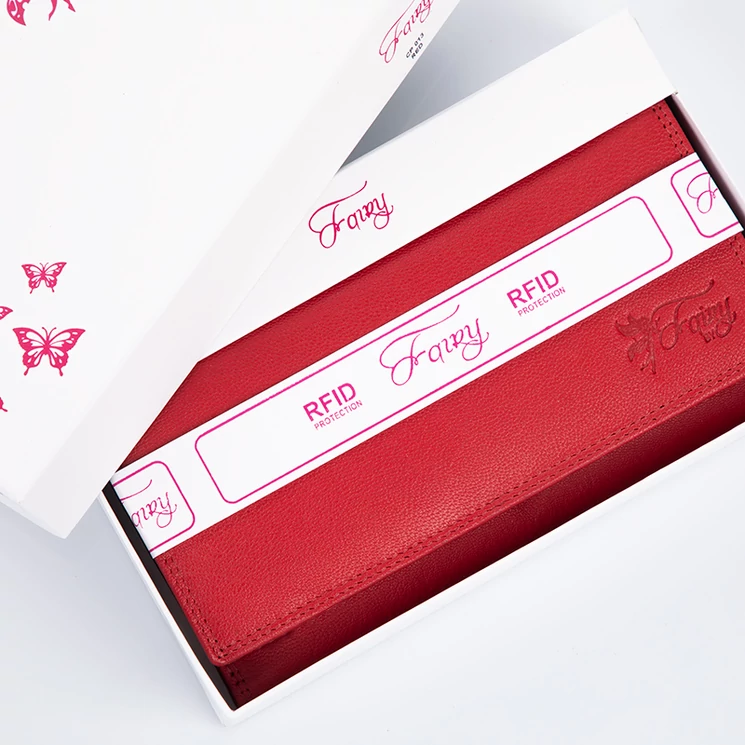 Fairy valódi bőr pénztárca kék színben RFID rendszerrel díszdobozban