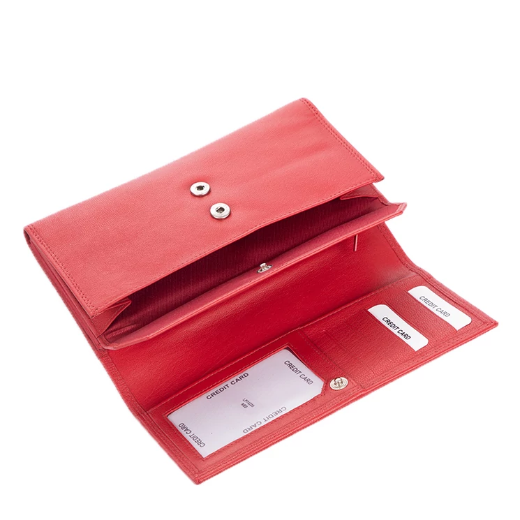 Valódi bőr brifkó pénztárca pincér pénztárca piros színben