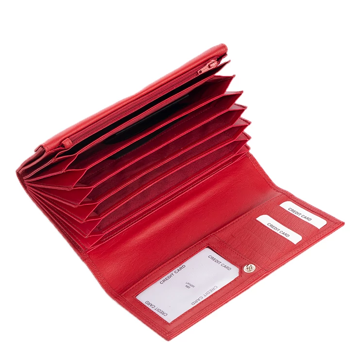 Valódi bőr brifkó pénztárca pincér pénztárca piros színben