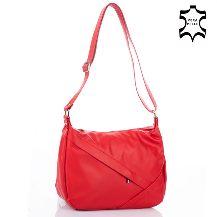 Valódi bőr női táska piros színben