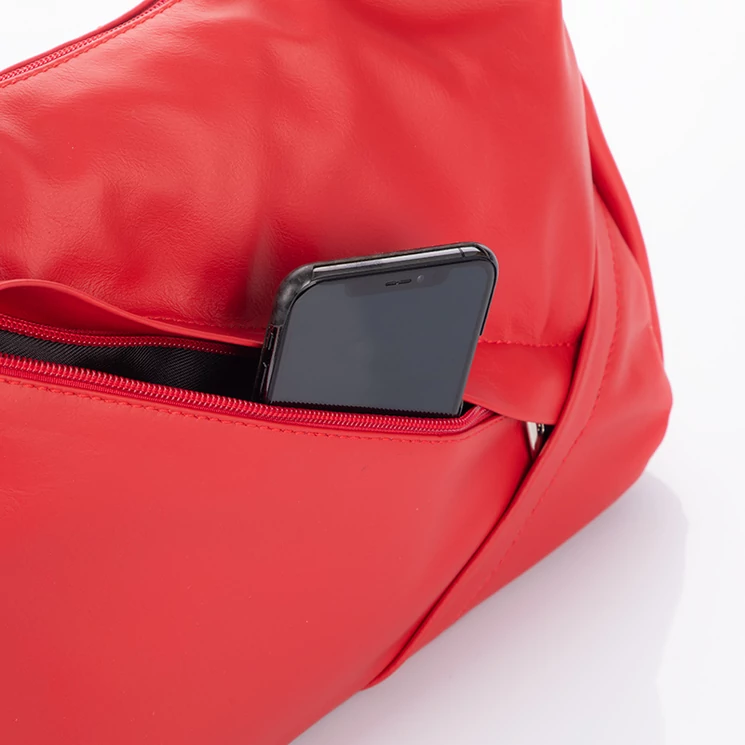 Valódi bőr női táska piros színben