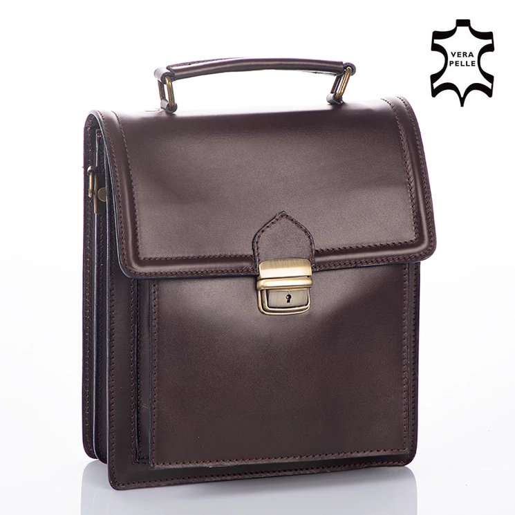  Valódi bőr férfi oldaltáska sötétbarna színben