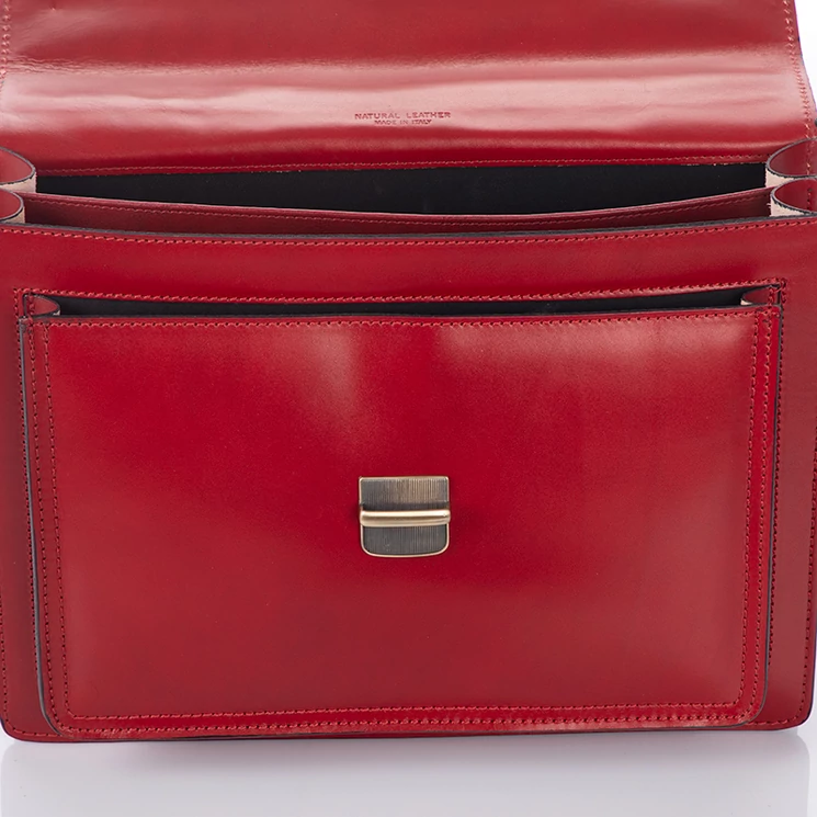 TASSO Valódi bőr aktatáska 2 részes piros színben