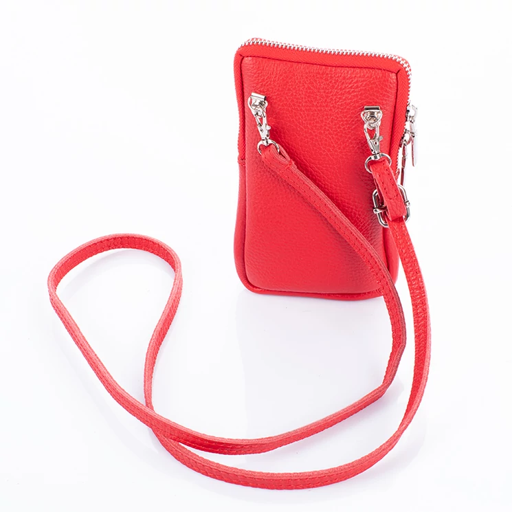 Valódi bőr nyakba akasztható telefontartó narancs színben TR180 orange