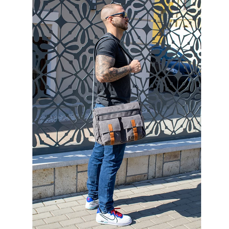 Simon vászon Válltáska táska szürke színben S1637-grey