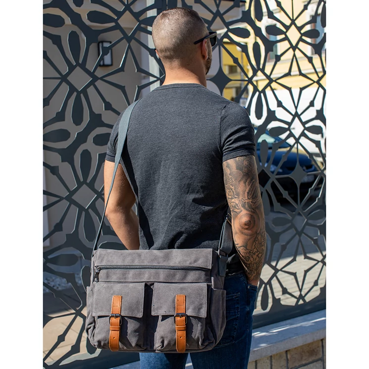 Simon vászon Válltáska táska szürke színben S1637-grey