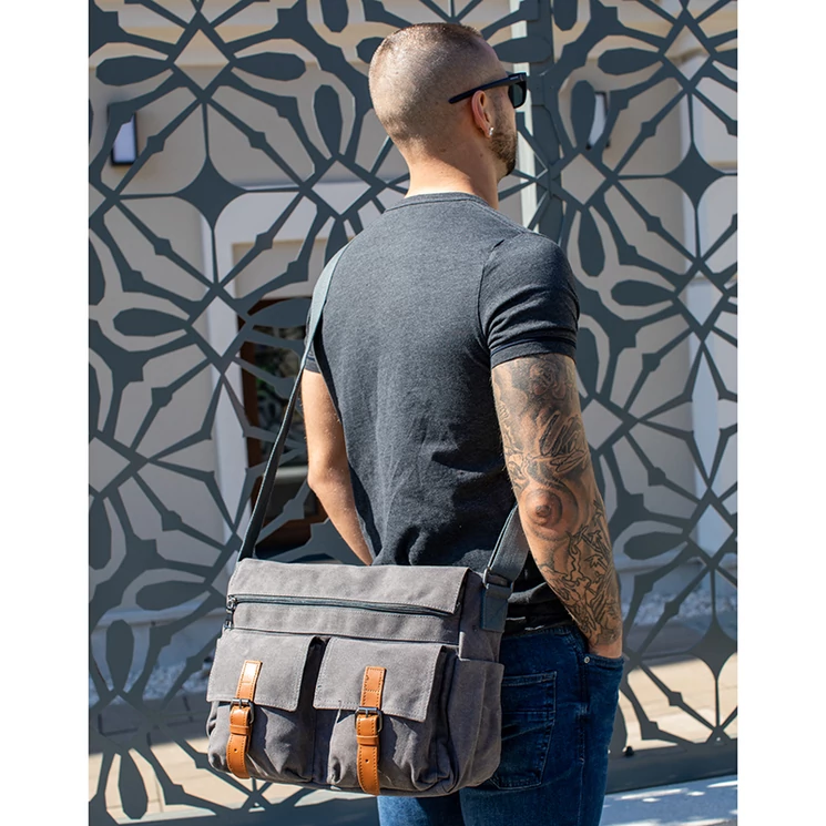 Simon vászon Válltáska táska szürke színben S1637-grey