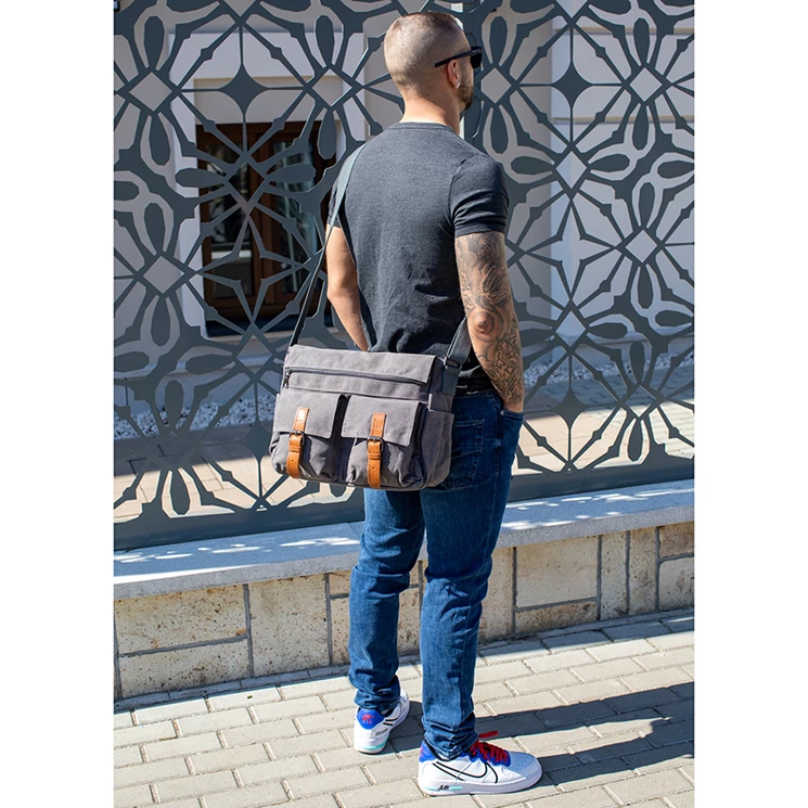 Simon vászon Válltáska táska szürke színben S1637-grey