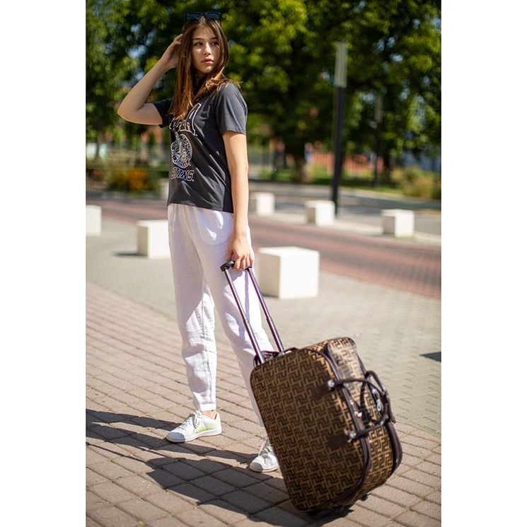 Euroline gurulós utazó táska barna színben