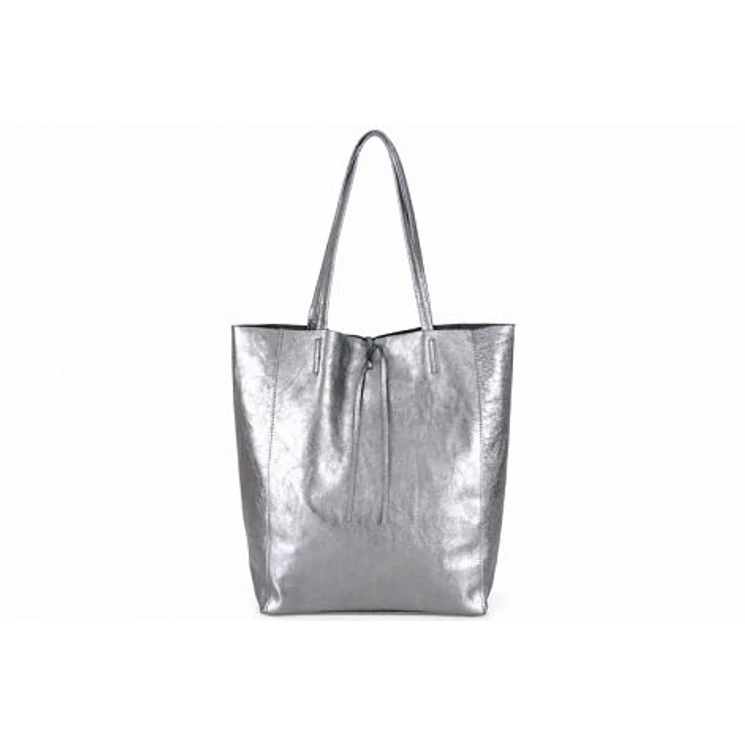 Valódi bőr női táska ezüst színben