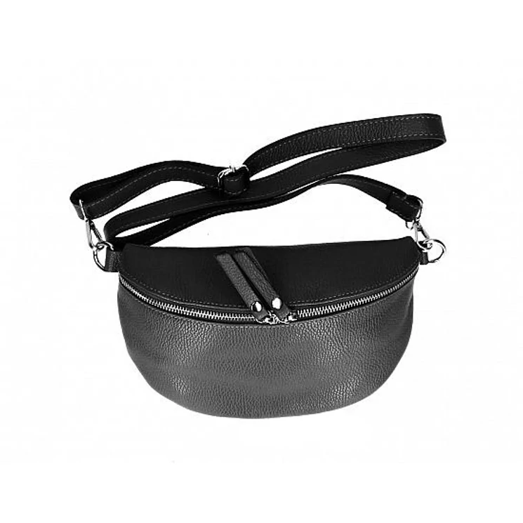 Valódi bőr női övtáska testtáska TR259 Fekete