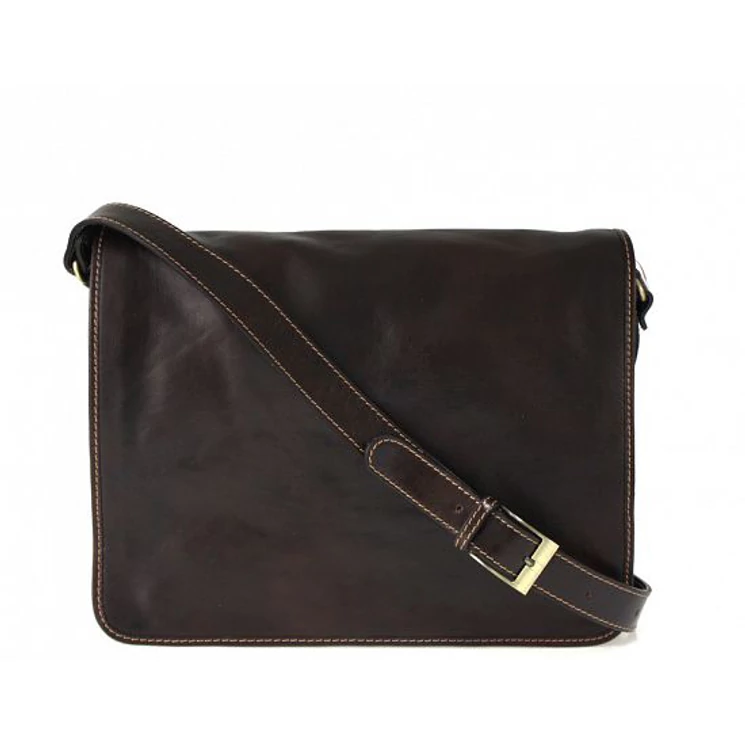 Valódi bőr férfi válltáska sötétbarna színben