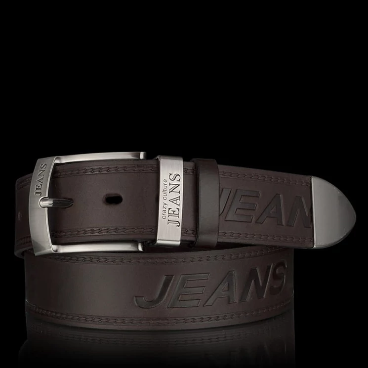 JEANS Valódi bőr férfi öv 100 cm barna színben