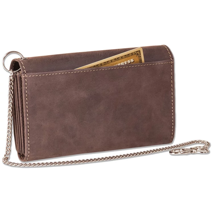 Woodland valódibőr Brifkó láncos pénztárca barna színben