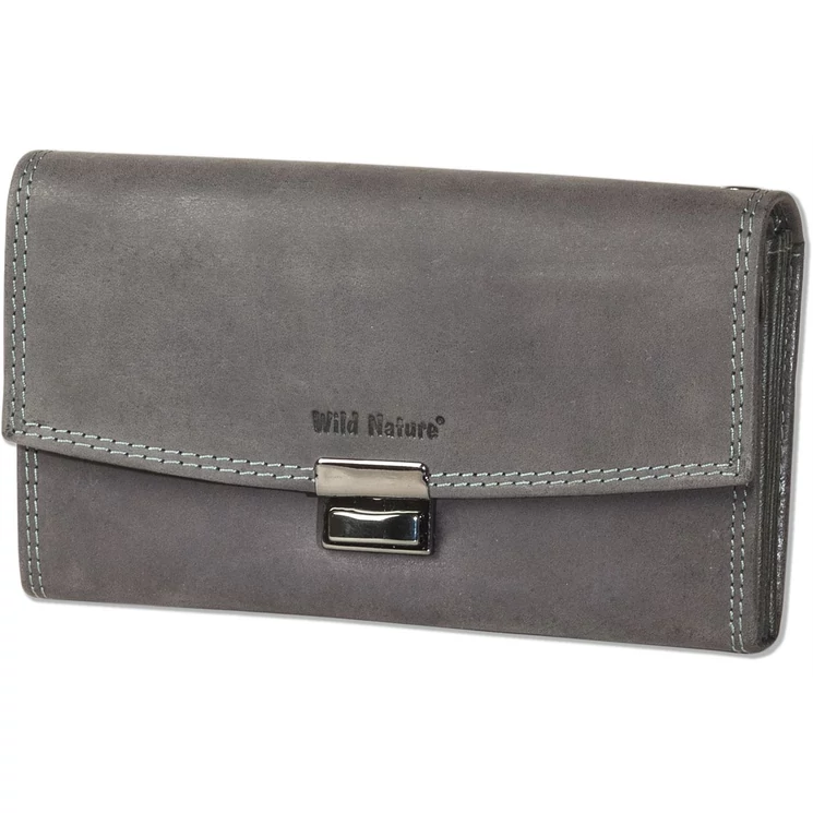 Wild Nature valódibőr Brifkó pénztárca pincér pénztárca fekete színben