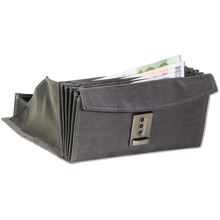 Wild Nature valódibőr Brifkó pénztárca pincér pénztárca fekete színben