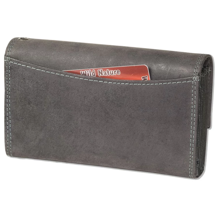 Wild Nature valódibőr Brifkó pénztárca pincér pénztárca fekete színben