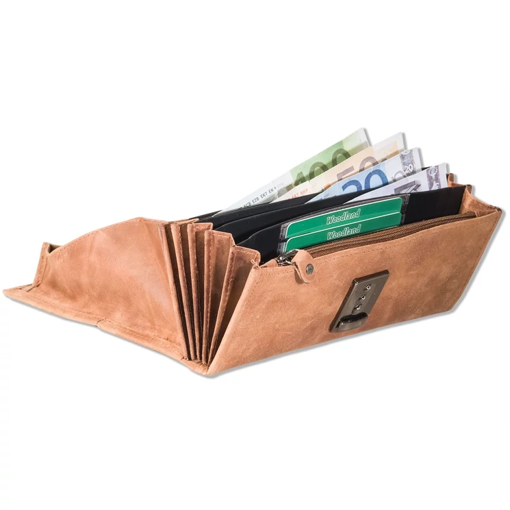 Woodland valódibőr Brifkó pénztárca pincér pénztárca barna színben