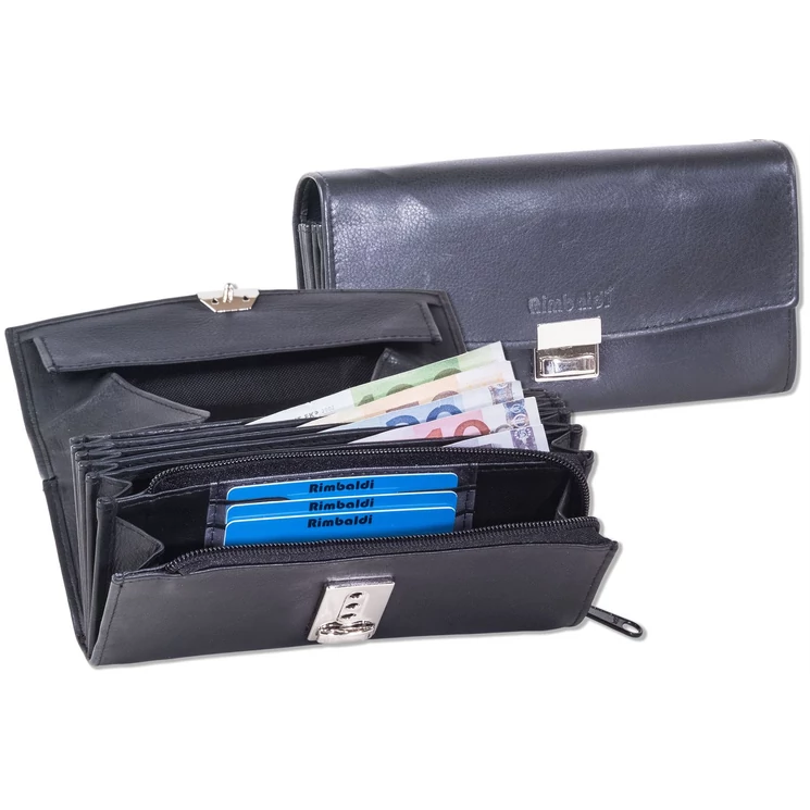 Rimbaldi valódibőr Brifkó pénztárca pincér pénztárca fekete színben