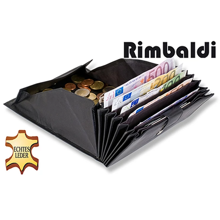 Rimbaldi valódibőr Brifkó pénztárca pincér pénztárca fekete színben