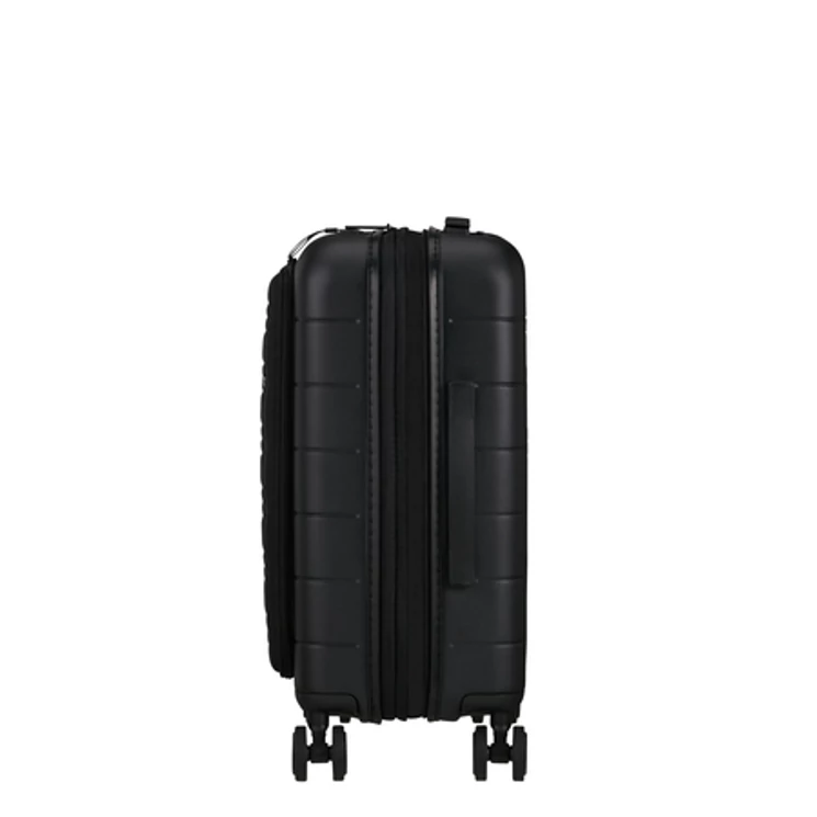 American Tourister Novastream bővíthető Spinner bőrönd 55 + laptop tartó rekesz fekete 