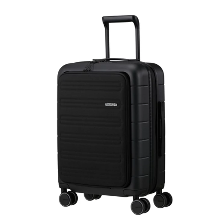 American Tourister Novastream bővíthető Spinner bőrönd 55 + laptop tartó rekesz fekete 