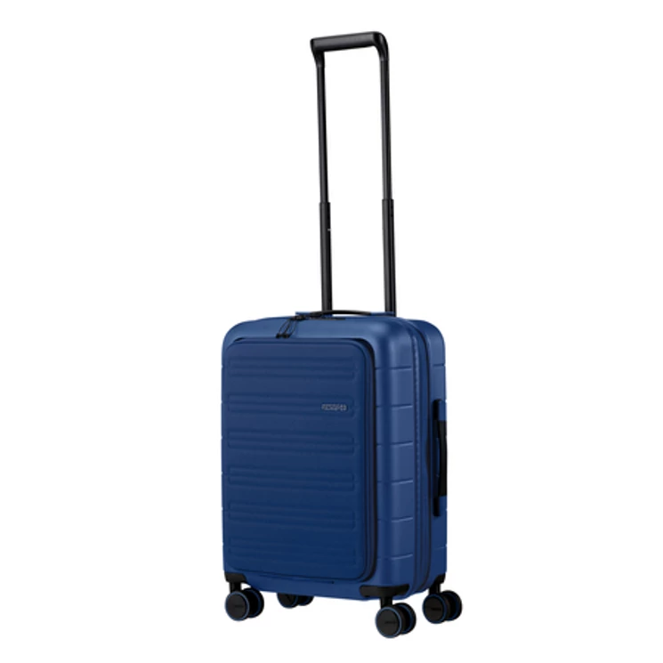 American Tourister Novastream bővíthető Spinner bőrönd 55 + laptop tartó rekesz kék 