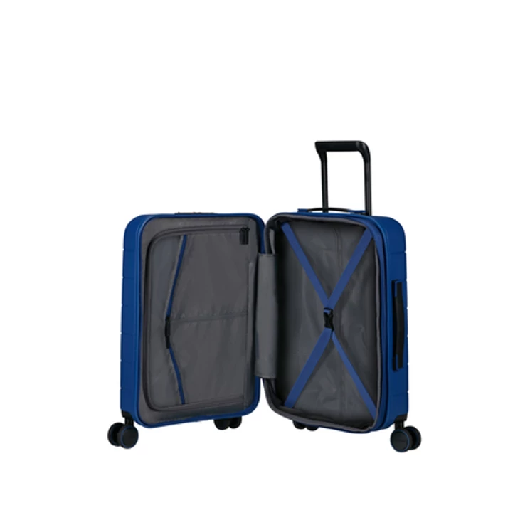 American Tourister Novastream bővíthető Spinner bőrönd 55 + laptop tartó rekesz kék 