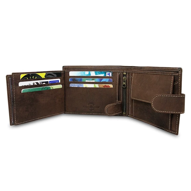 Horgász Wild Valódi bőr Pénztárca barna színben RFID védelemmel díszdobozban