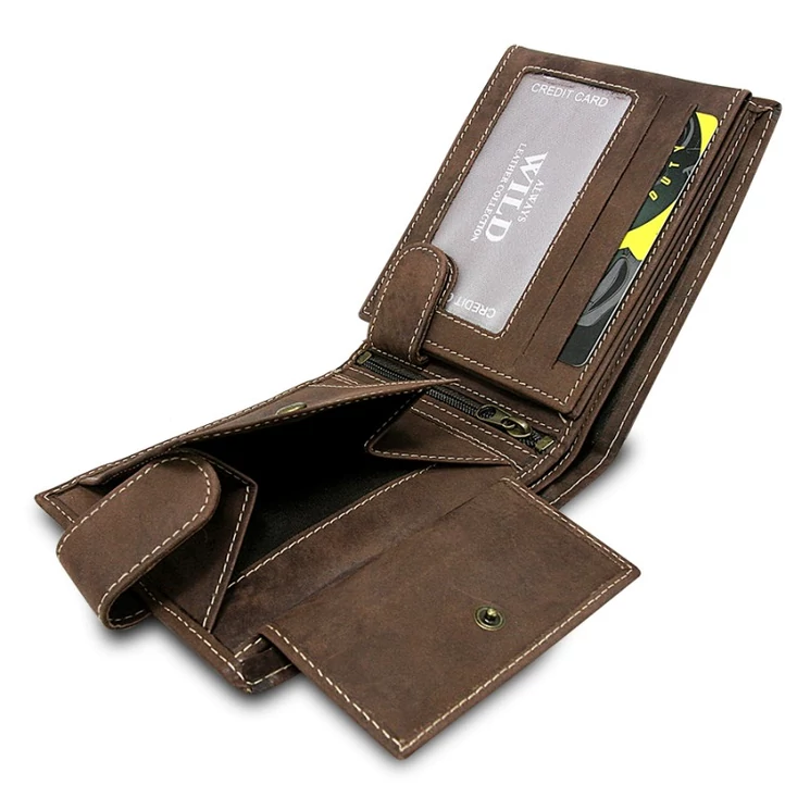 Horgász Wild Valódi bőr Pénztárca barna színben RFID védelemmel díszdobozban