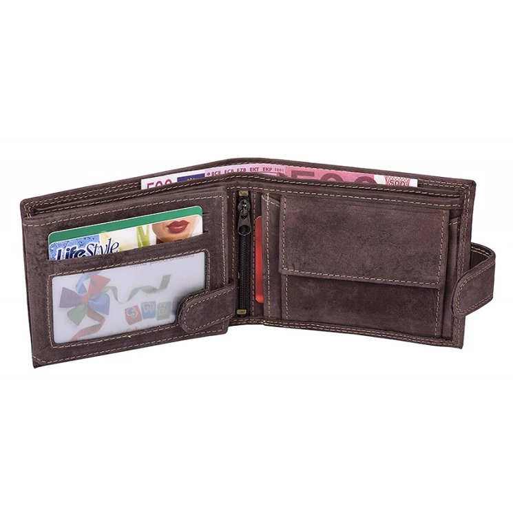 Horgász Wild Valódi bőr Pénztárca barna színben RFID védelemmel díszdobozban